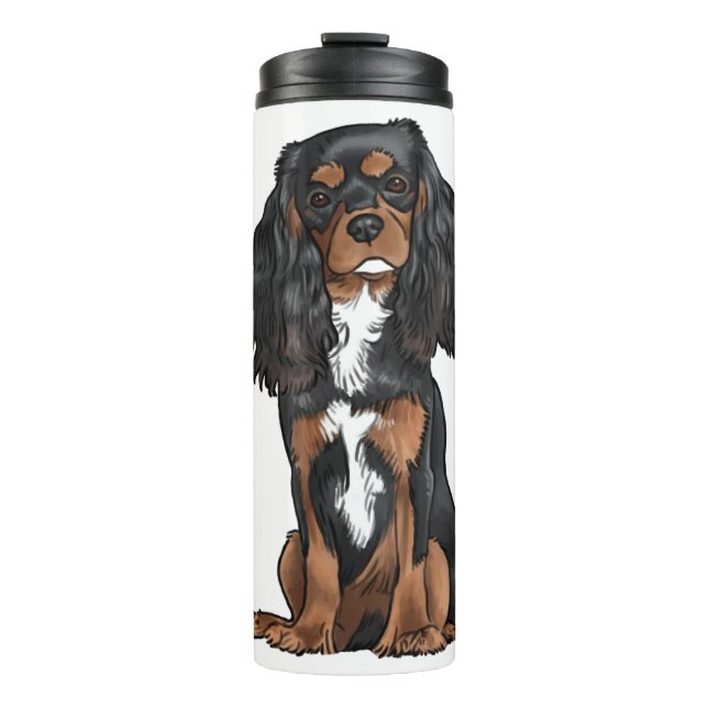 Cavalier King Charles Spaniel - Black and Tan Thermosbecher (Vorderseite)