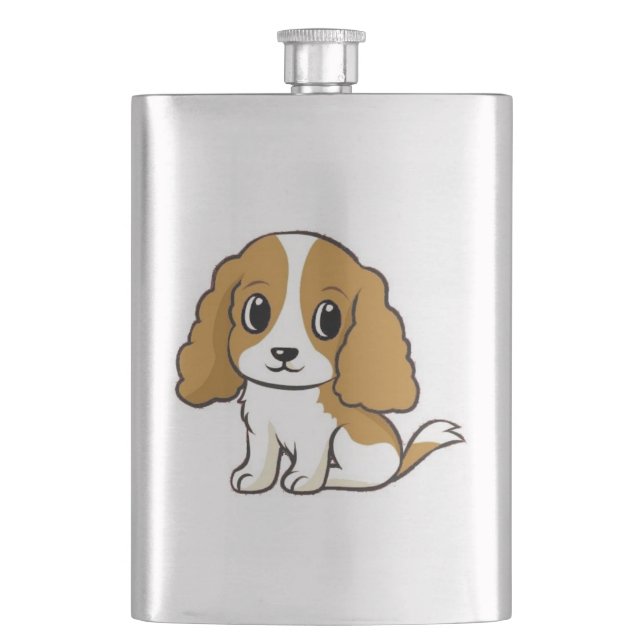 cavalier king charles spaniel blenheim Cartoon Flachmann (Vorderseite)