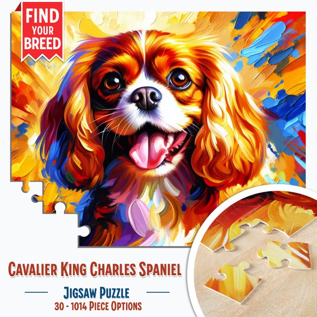 Cavalier King Charles Spaniel Blenheim Dog Acrylic (Cavalier King Charles Spaniel Blenheim Portrait Jigsaw Puzzle)
