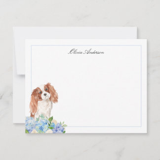 Cavalier King Charles Spaniel Blue Hydrangea Mitteilungskarte
