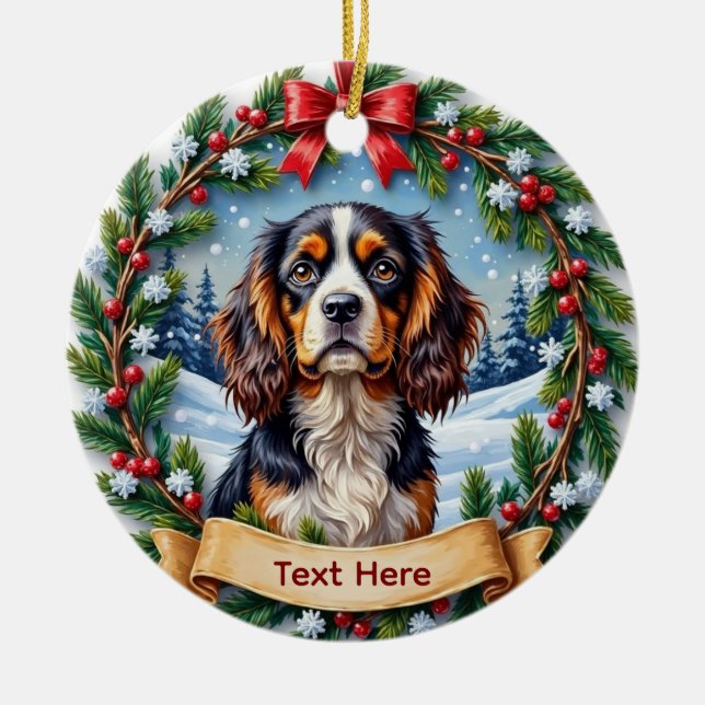 Cavalier King Charles Spaniel Christmas Keramik Ornament (Vorne)