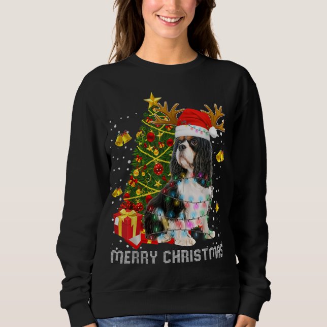 Cavalier King Charles Spaniel Christmas Lights San Sweatshirt (Vorderseite)