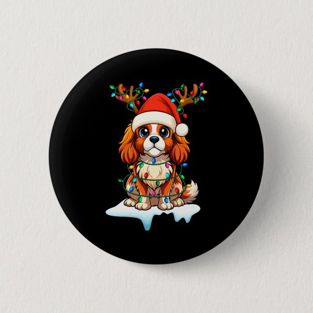 Cavalier King Charles Spaniel Christmas Reindeer P Button (Vorderseite)
