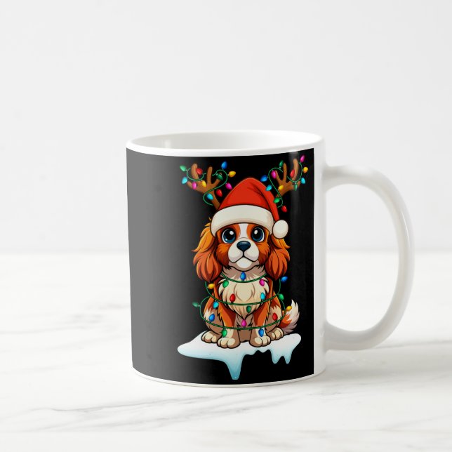 Cavalier King Charles Spaniel Christmas Reindeer P Kaffeetasse (Rechts)