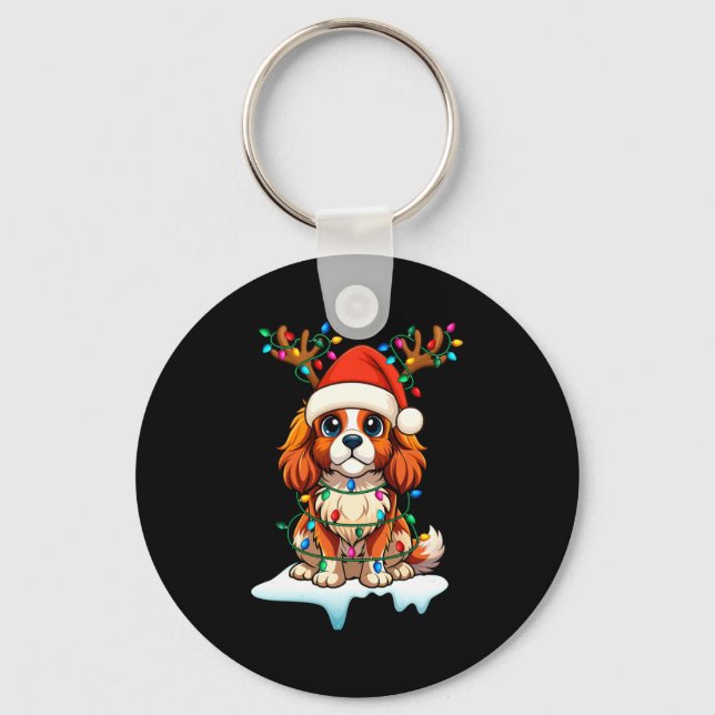 Cavalier King Charles Spaniel Christmas Reindeer P Schlüsselanhänger (Vorderseite)