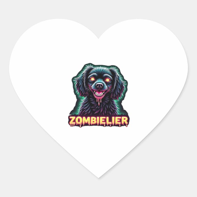 Cavalier King Charles Spaniel CKCS Zombie Dog Hall Herz-Aufkleber (Vorderseite)