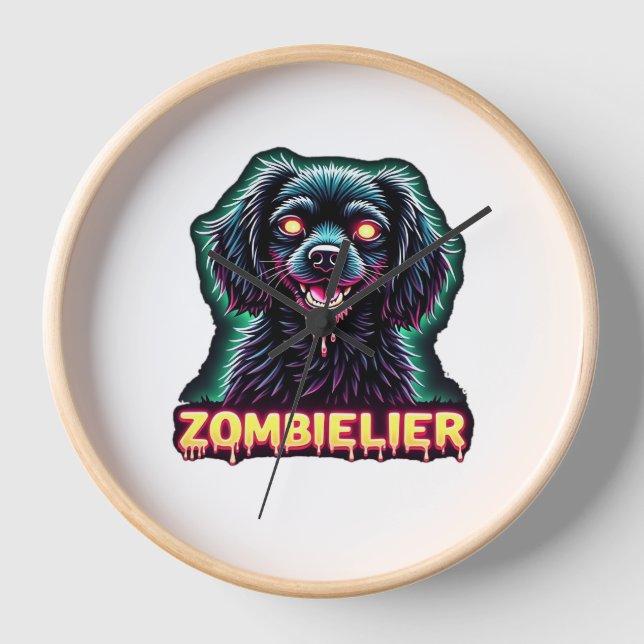 Cavalier King Charles Spaniel CKCS Zombie Dog Hall Uhr (Vorderseite)