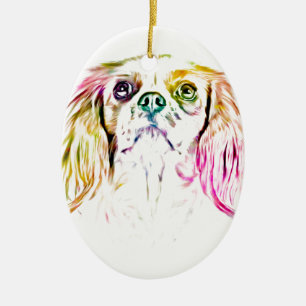 Cavalier King Charles Spaniel Dog Art Painting Keramikornament