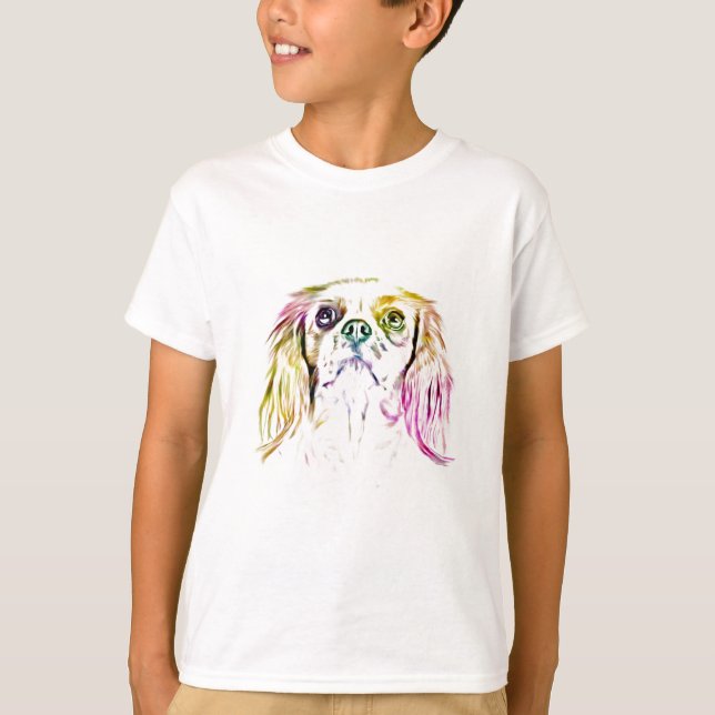 Cavalier King Charles Spaniel Dog Art Painting T-Shirt (Vorderseite)