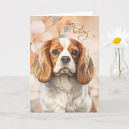 Cavalier King Charles Spaniel Dog Blossom Birthday Karte