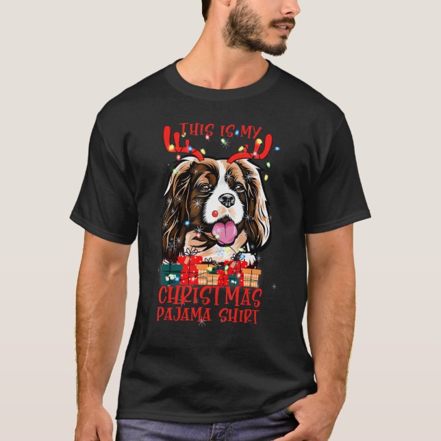Cavalier King Charles Spaniel Dog Christmas Pajama T-Shirt (Vorderseite)
