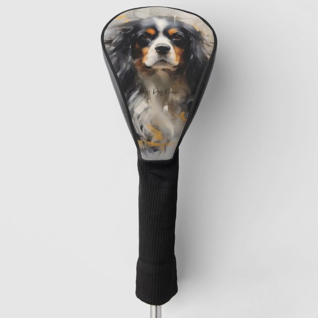 Cavalier King Charles Spaniel Dog im Wind 2001 Golf Headcover (Vorderseite)