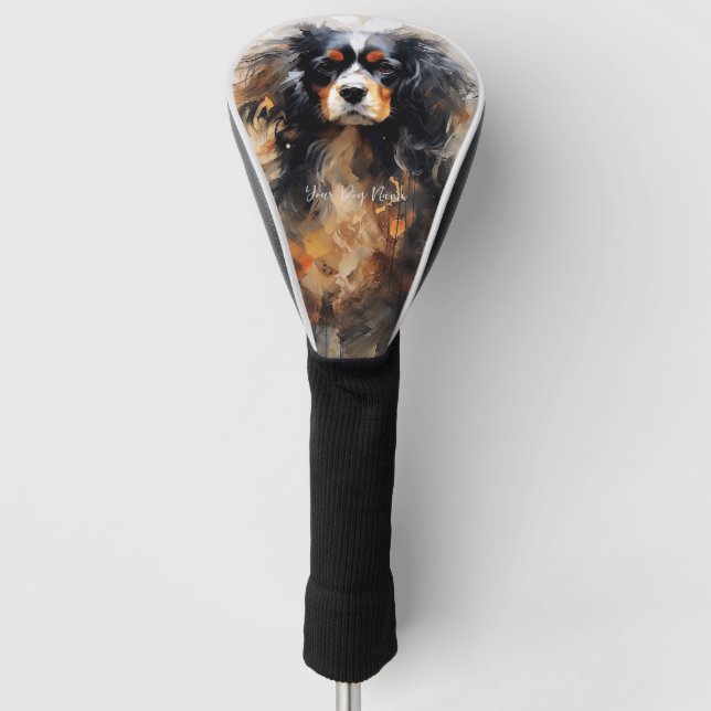 Cavalier King Charles Spaniel Dog im Wind 2004 Golf Headcover (Vorderseite)