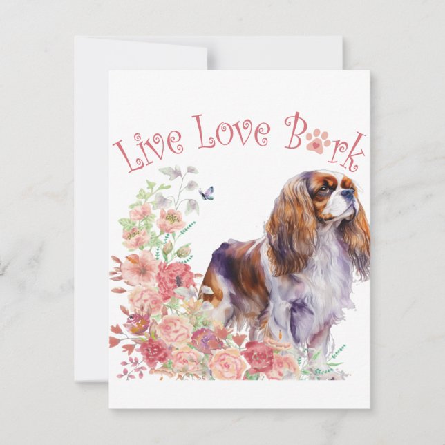 Cavalier King Charles Spaniel Dog Mama Floral Mitteilungskarte (Vorderseite)