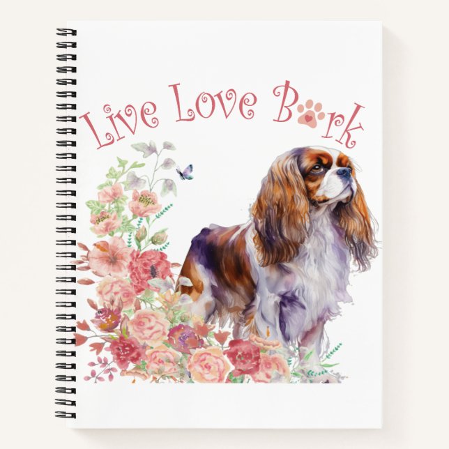 Cavalier King Charles Spaniel Dog Mama Floral Notizbuch (Vorderseite)