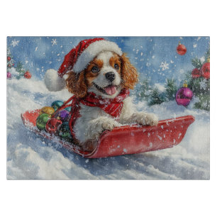 Cavalier King Charles Spaniel Dog Sledge Weihnacht Schneidebrett