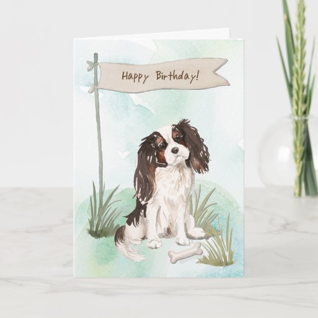 Cavalier King Charles Spaniel Dog Under Birthday Karte (Vorderseite)