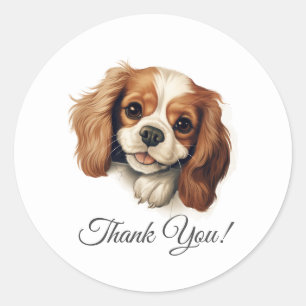 Cavalier King Charles Spaniel Dog Vielen Dank Runder Aufkleber