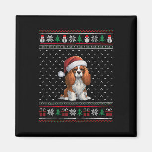 Cavalier King Charles Spaniel Dog Wearing Santa Ha Magnet
