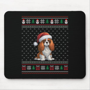Cavalier King Charles Spaniel Dog Wearing Santa Ha Mousepad