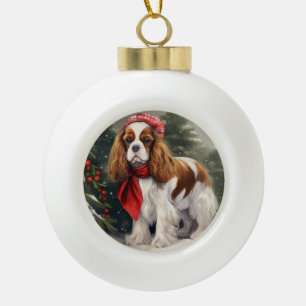 Cavalier King Charles Spaniel Dog Weihnachten Keramik Kugel-Ornament