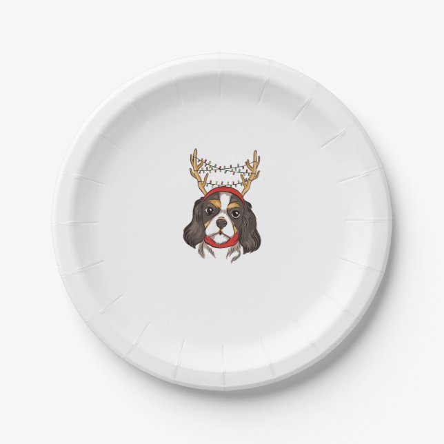Cavalier King Charles Spaniel Dog Weihnachten Pappteller (Vorderseite)