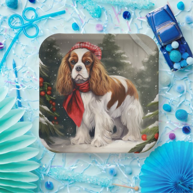 Cavalier King Charles Spaniel Dog Weihnachten Pappteller (Party)