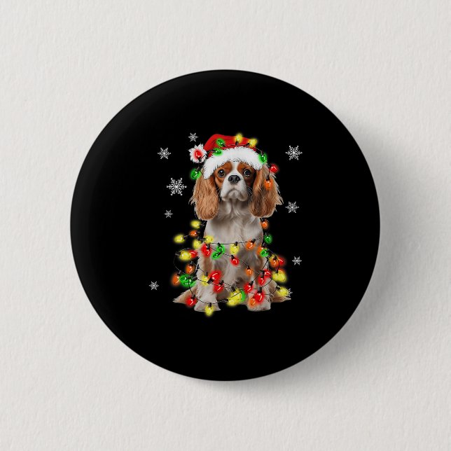 Cavalier King Charles Spaniel Dog Weihnachtsbeleuc Button (Vorderseite)