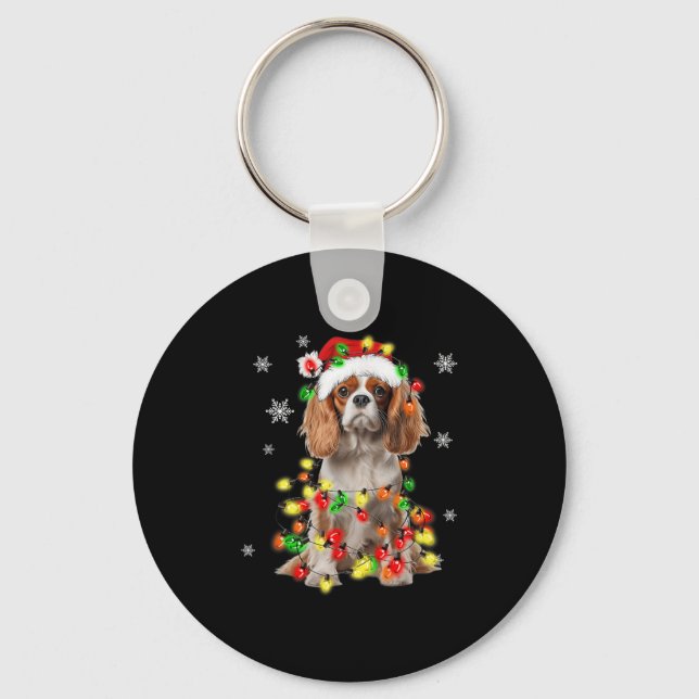 Cavalier King Charles Spaniel Dog Weihnachtsbeleuc Schlüsselanhänger (Vorderseite)