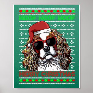 Cavalier King Charles Spaniel Dog Woof Merry Chris Poster