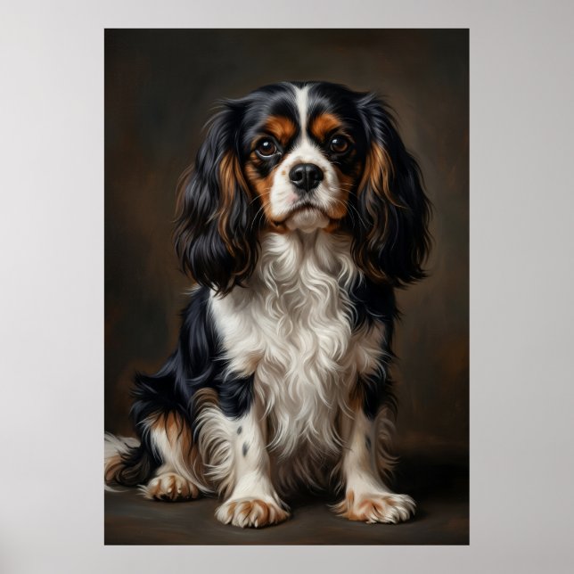 Cavalier King Charles Spaniel Dunkles Portrait Pos Poster (Vorne)