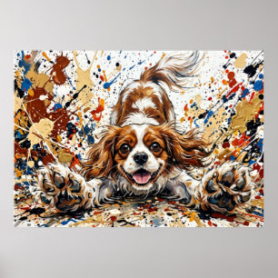 Cavalier King Charles Spaniel Farbklecks-Kunst P Poster