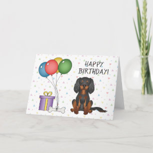 Cavalier King Charles Spaniel Geburtstag Schwarz & Karte