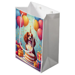 Cavalier King Charles Spaniel Geburtstagsfeier Mittlere Geschenktüte