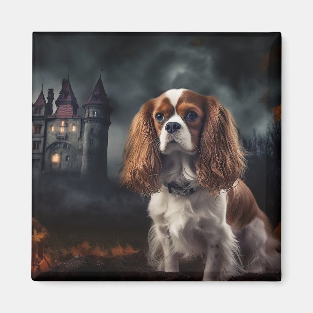 Cavalier King Charles Spaniel Halloween Beängstige Magnet (Vorne)