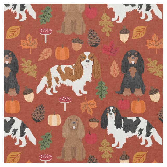 Cavalier King Charles Spaniel Herbstlaub Stoff (Nahaufnahme)