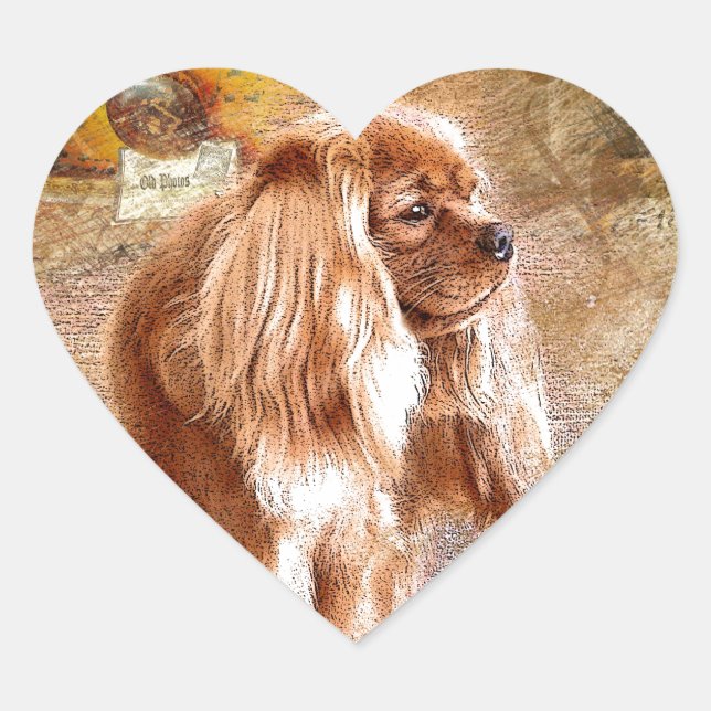 Cavalier King Charles Spaniel Herz-Aufkleber (Vorderseite)