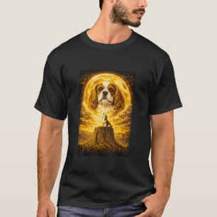 Cavalier King Charles Spaniel heult zum Mond  T-Shirt