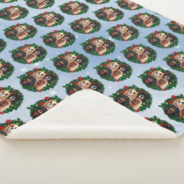 Cavalier King Charles Spaniel Holiday Blanket Sherpadecke (3/4)