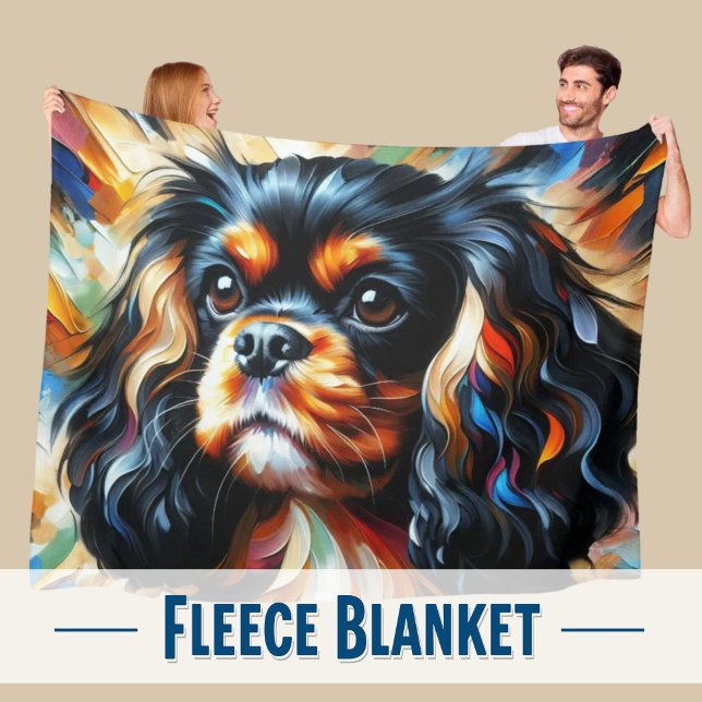 Cavalier King Charles Spaniel Hund Acryl Druck Fleecedecke (Snuggle up with this artistic Cavalier King Charles Spaniel Fleece blanket!)