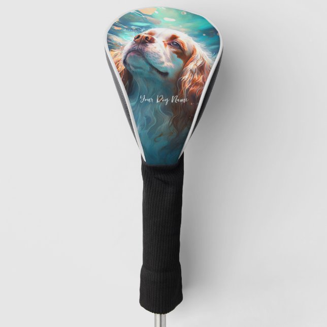 Cavalier King Charles Spaniel Hund schwimmen 001 Golf Headcover (Vorderseite)