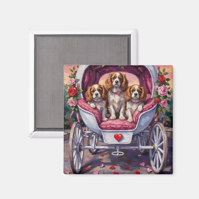 Cavalier King Charles Spaniel Hund Valentinstag Magnet (Vorderseite/Rückseite)