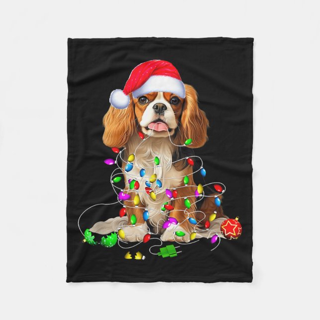 Cavalier King Charles Spaniel Hund Weihnachtsornam Fleecedecke (Vorderseite)