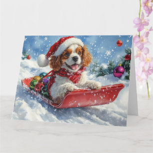 Cavalier King Charles Spaniel Hundeschlitten Weihn Karte