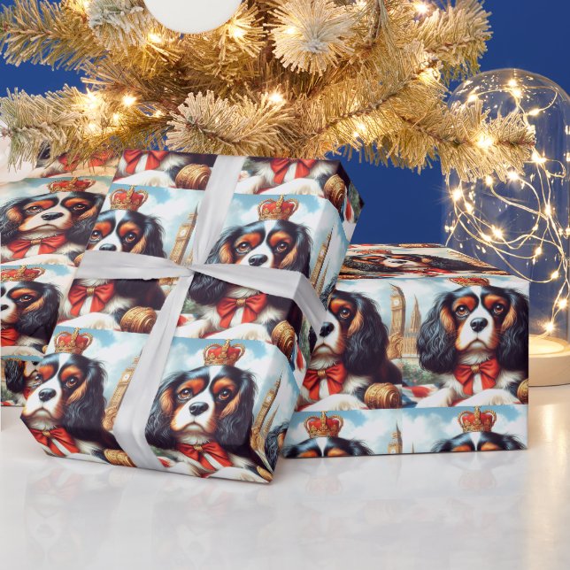 Cavalier King Charles Spaniel Illustration Geschenkpapier (Feiertage)