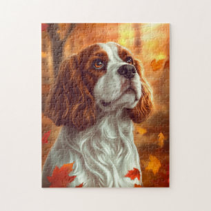 Cavalier King Charles Spaniel im Herbst