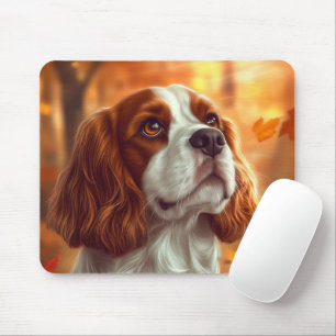 Cavalier King Charles Spaniel im Herbst Mousepad