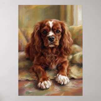 Cavalier King Charles Spaniel im Stil einer Ölgemä Poster