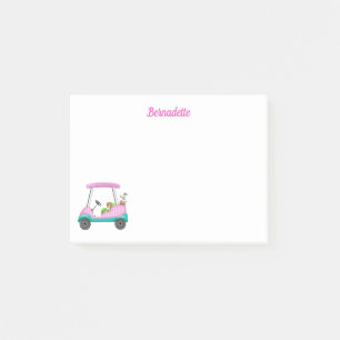 Cavalier King Charles Spaniel in Pink Golf Cart Post-it Klebezettel