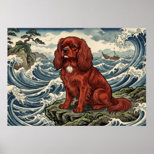 Cavalier King Charles Spaniel Japanische Welle Pos Poster